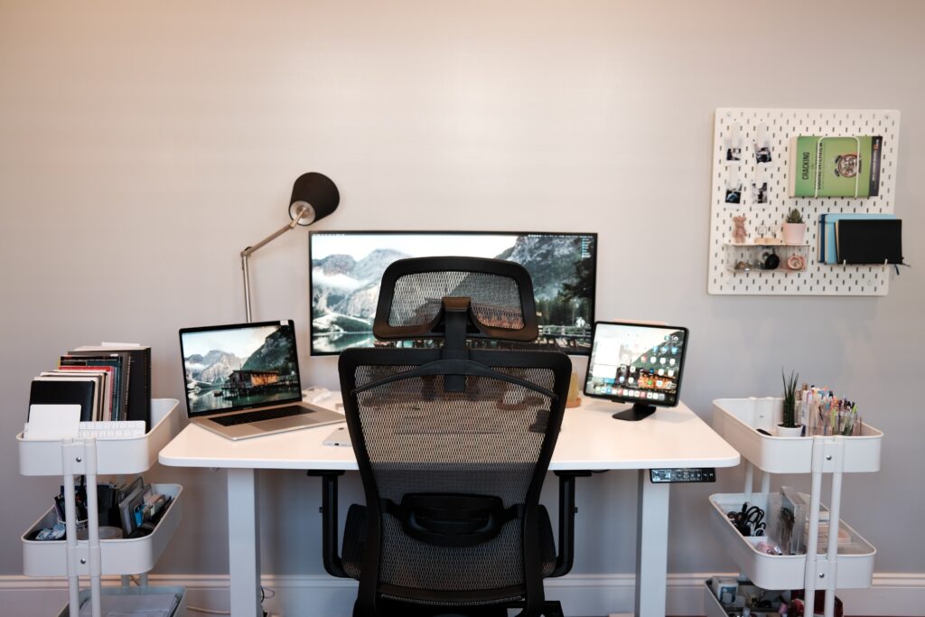 ergonomic standing desk set up
